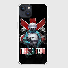 Чехол для iPhone 13 с принтом CYBERPUNK 2077 TRAUMA TEAM SOLDIERS   КИБЕРПАНК МЕДИКИ ,  |  | cd project red | cyberpunk 2077 | demon | keanu reeves | maelstrom | militech | quadra | samurai | smile | trauma | trauma team | демон | киану ривз | киберпанк 2077 | милитех | самурай | смайл