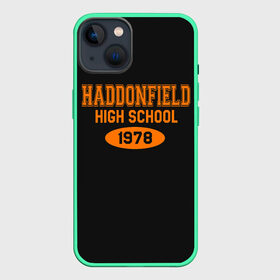 Чехол для iPhone 13 с принтом Haddonfield High School 1978 ,  |  | face | haddonfield | halloween | high | killer | leather | maniac | michael | myers | mystic | school | uniform | кожаное | лицо | майерс | майкл | мистика | старшая | униформа | форма | хаддонифилд | хэллоуин | ш