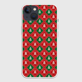 Чехол для iPhone 13 с принтом Ёлочки (красно зелёные) ,  |  | merry christmas | бабушкин свитер | дед мороз | ёлка | елочные шары | новогодний подарок | новый год | подарок | природа | рождество | свитер | свитер с ёлками | снежинки