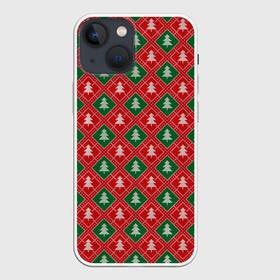 Чехол для iPhone 13 mini с принтом Ёлочки (красно зелёные) ,  |  | merry christmas | бабушкин свитер | дед мороз | ёлка | елочные шары | новогодний подарок | новый год | подарок | природа | рождество | свитер | свитер с ёлками | снежинки