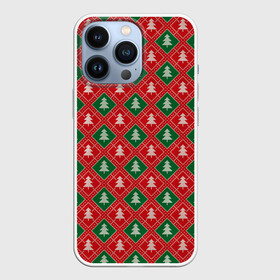 Чехол для iPhone 13 Pro с принтом Ёлочки (красно зелёные) ,  |  | merry christmas | бабушкин свитер | дед мороз | ёлка | елочные шары | новогодний подарок | новый год | подарок | природа | рождество | свитер | свитер с ёлками | снежинки