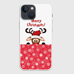 Чехол для iPhone 13 mini с принтом Оленёнок (Merry Christmas) ,  |  | merry christmas | santa claus | дед мороз | ёлка | зверь | зима | лось | мороз | новогодние олени | новый год | оленёнок бэмби | оленёнок рудольф | олень | подарок | празд | рождество | с новым годом | сантаклаус