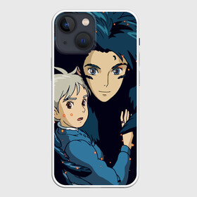 Чехол для iPhone 13 mini с принтом Ходячий замок Софи и Хаул летят ,  |  | anime | ghibli | howl | moving castle | аниме | гибли | софи | студия | хаул | хаяо миядзаки | ходячий замок хаула