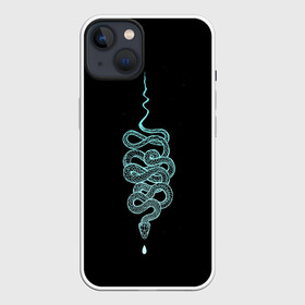 Чехол для iPhone 13 с принтом вьющаяся змея ,  |  | animal | blue | curly | dangerous | deadly | ghostly | phobia | reptile | snake | вьющаяся | голубая | животное | змея | опаснавя | призрачная | фобия