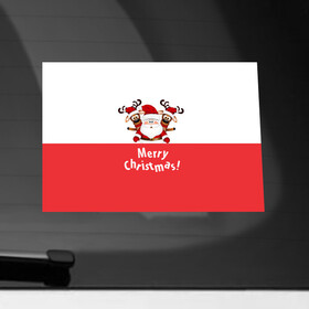 Наклейка на автомобиль с принтом Санта с 2 Оленями , ПВХ |  | christmas | merry christmas | santa claus | дед мороз | ёлка | зима | мороз | новогодние олени | новый год | оленёнок бэмби | оленёнок рудольф | подарок | праздник | рождество | с новым годом | санта клаус
