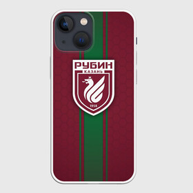 Чехол для iPhone 13 mini с принтом ФК Рубин Казань ,  |  | Тематика изображения на принте: background | emblem | football | football club | kazan | ruby | sport | texture | казань | рпл | рубин | спорт | текстура | фон | футбол | футбольный клуб | эмблема