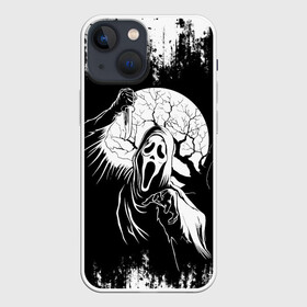 Чехол для iPhone 13 mini с принтом Крик Хэллоуин Хоррор | Scream Halloween ,  |  | Тематика изображения на принте: film | grunge | halloween | moon | movie | scream | wood | ветки | гранж | дерево | кино | крик | луна | маска | ужастик | фильм | хеллоуин | хоррор | хэллоуин