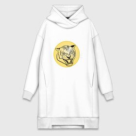 Платье-худи хлопок с принтом Тигр на новогоднем шарике ,  |  | golden | head | holiday | mascot | new year | symbol | tiger | year of the tiger | год тигра | голова | золотой | новый год | праздник | символ | талисман | тигр