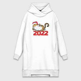Платье-худи хлопок с принтом Романтичный тигр 2022 ,  |  | Тематика изображения на принте: 2022 | год тигра | новый год | новый год 2022 | символ года | тигр | тигренок | тигрица | тигры
