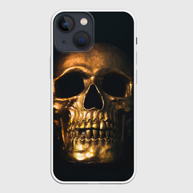 Чехол для iPhone 13 mini с принтом Gold Skull ,  |  | gold skull | skull | золотой череп | череп | череп на черном фоне
