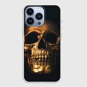 Чехол для iPhone 13 Pro с принтом Gold Skull ,  |  | gold skull | skull | золотой череп | череп | череп на черном фоне