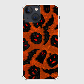 Чехол для iPhone 13 mini с принтом Halloween print ,  |  | halloween | подарок на хэллоуин | страшный принт | тыква хэллоуин | ужастик | хэллоуин