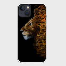 Чехол для iPhone 13 с принтом ПЛАМЕННЫЙ ЛЕВ ,  |  | fire | flame | king | lion | вожак | голова | животные | звери | кошки | лев | огонь | пламя | царь