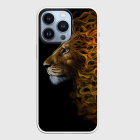 Чехол для iPhone 13 Pro с принтом ПЛАМЕННЫЙ ЛЕВ ,  |  | fire | flame | king | lion | вожак | голова | животные | звери | кошки | лев | огонь | пламя | царь