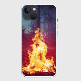Чехол для iPhone 13 с принтом Пикник в лесу ,  |  | искра | костёр | лес | лето | ночь | огонь | природа