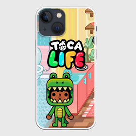 Чехол для iPhone 13 mini с принтом Toca Boca | Тока бока костюм крокодила ,  |  | toca boca | детская игра | дружба | игра | лого | логотип | персонажи | прикоснуться ко рту | руки | тока бока
