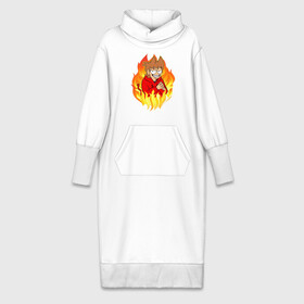Платье удлиненное хлопок с принтом Tord EDDSWORLD ,  |  | Тематика изображения на принте: дьявол | зло | огонь | персонаж | пламя