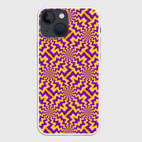 Чехол для iPhone 13 mini с принтом Желто фиолетовая иллюзия ,  |  | абстракция | аум | галлюцинация | зазеркалье | игра ума | иллюзии | индиго | майя | мантра | медитация | мираж | неон | нирвана | обман зрения | ом | оптические иллюзии | просветление | психоделика