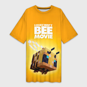 Платье-футболка 3D с принтом BEE MOVIE Minecraft ,  |  | bee | craft | mine | minecraft | блоки | добывать | желтая | компьютерная игра | крафт | кубики | майн | майнкрафт | манкрафт | пчела | пчелка | ремесло | скин | улей | шахта