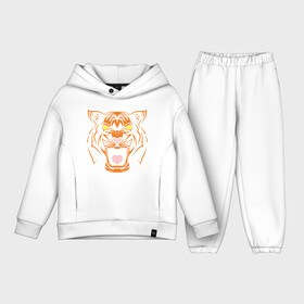 Детский костюм хлопок Oversize с принтом Mood Tiger ,  |  | 2022 | animal | cat | lion | tiger | год тигра | животные | зверь | зубы | кот | кошка | лев | охотник | полосатый | природа | тигр | тигренок | тигрица | хищник