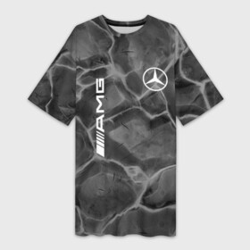 Платье-футболка 3D с принтом [Mercedes Benz] Трещины в асфальте ,  |  | amg | mercedes | mercedesamg gt | sport | амг | мерседес | мерседесбенц амг | спорт