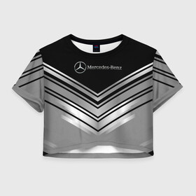 Женская футболка Crop-top 3D с принтом [Mercedes-Benz] Текстура , 100% полиэстер | круглая горловина, длина футболки до линии талии, рукава с отворотами | amg | mercedes | mercedesamg gt | sport | амг | мерседес | мерседесбенц амг | спорт