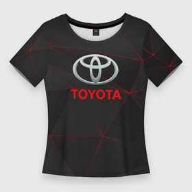 Женская футболка 3D Slim с принтом [Toyota] Тонкие линии неона ,  |  | auto | sport | toyota | авто | автомобиль | бренд | спорт | тойота