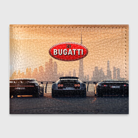 Обложка для студенческого билета с принтом Bugatti на фоне Дубая ОАЭ с логотипом , натуральная кожа | Размер: 11*8 см; Печать на всей внешней стороне | bugatti chiron | bugatti veyron | бугатти | гиперкары | дубай | закат | оаэ | спортивные машины | спорткары