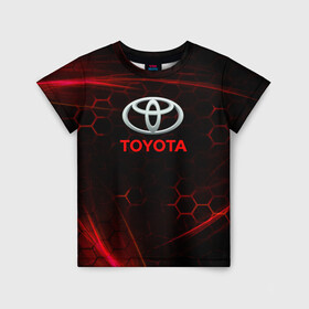 Детская футболка 3D с принтом [Toyota] Неоновые соты , 100% гипоаллергенный полиэфир | прямой крой, круглый вырез горловины, длина до линии бедер, чуть спущенное плечо, ткань немного тянется | auto | sport | toyota | авто | автомобиль | бренд | спорт | тойота