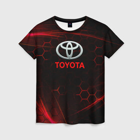Женская футболка 3D с принтом [Toyota] Неоновые соты , 100% полиэфир ( синтетическое хлопкоподобное полотно) | прямой крой, круглый вырез горловины, длина до линии бедер | auto | sport | toyota | авто | автомобиль | бренд | спорт | тойота