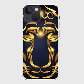 Чехол для iPhone 13 mini с принтом Золотой символ года Тигр ,  |  | в чем встречать новый год | золотой узор | идея подарка на новый год | подарок на новый год | символ нового года | тигр золотой | тигр символ года 2022 | узоры из золота