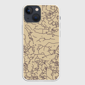Чехол для iPhone 13 mini с принтом Рисованный камень ,  |  | абстракция | бежовый | графика | камень | расщелины | рисунок | трешенны