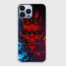 Чехол для iPhone 13 Pro Max с принтом Diablo Fire Ice ,  |  | Тематика изображения на принте: black | demon | devil | fire | hell | horns | ice | prints | top | trend | ад | демон | дьявол | лёд | огонь | принты | рога | топ | тренд | черный