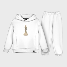 Детский костюм хлопок Oversize с принтом Шахматная фигура Белый король ,  |  | Тематика изображения на принте: белые | белый | доска | игра | игровая | игры | короли | король | логика | логичные | настольная | настольные | спорт | спортивные | фигура | фигурка | фигуры | шахматная | шахматные | шахматный | шахматы