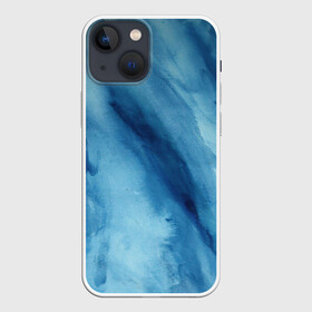Чехол для iPhone 13 mini с принтом Голубой мрамор ,  |  | акварель | арт | краски | мазки | мазки красок | мрамор | рисунок | рисунок акварелью | рисунок красками | синий