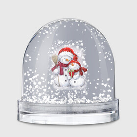 Игрушка Снежный шар с принтом Два снеговика , Пластик | Изображение внутри шара печатается на глянцевой фотобумаге с двух сторон | Тематика изображения на принте: 2022 | год тигра | новогодний подарок | новый год | подарок на новый год | снег | снеговик | снеговики