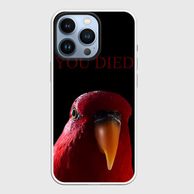 Чехол для iPhone 13 Pro с принтом Красный попугай | Red parrot ,  |  | Тематика изображения на принте: 3 | bird | dark | gumi | hideaki utsumi | meme | parrot | red | souls | tiktok | wue | wuewuewue | вуе | дарк | красная | красный | мем | попугай | птица | соулс | тикоток | япония