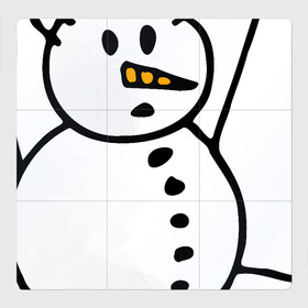 Магнитный плакат 3Х3 с принтом Снеговик в дудл стиле , Полимерный материал с магнитным слоем | 9 деталей размером 9*9 см | дудл | зима | зимний | нарисованный | от руки | снег | снеговик