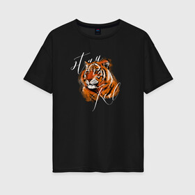 Женская футболка хлопок Oversize с принтом Tiger | Stay real , 100% хлопок | свободный крой, круглый ворот, спущенный рукав, длина до линии бедер
 | 2022 | 2022 год | happy new year | santa | год тигра | дед мороз | каникулы | мороз | новогодний свитер | новый год | новый год 2022 | новый год тигра | оливье | праздник | рождество | санта клаус | свитер новогодний