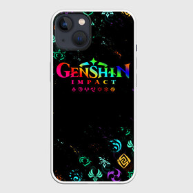 Чехол для iPhone 13 с принтом GENSHIN IMPACT NEON LOGO RAINBOW STYLE, ЭМБЛЕМЫ ,  |  | amber | anime | genshin impact | girl | jean | lisa | paimon | xiao | zelda | анемо | аниме | геншен импакт | геншин импакт | геншин эмпакт | геншинимпакт | девушка | игры | кли | лиза | паймон | пеймон | персонажи | сяо | тян