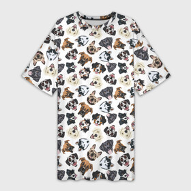 Платье-футболка 3D с принтом Разные Породы Собак ,  |  | animal | dog | барбос | бобик | год собаки | друг человека | животное | зверь | ищейка | кинолог | кость | лайка | лапы | пес | собака | собачка | хищник | четвероногий | шарик | щенок