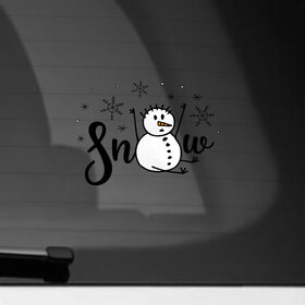 Наклейка на автомобиль с принтом Снеговик ловит снежинки , ПВХ |  | дудл | зима | зимний | леттеринг | надпись | нарисованный | от руки | снег | снеговик | снежинки | текст