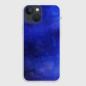 Чехол для iPhone 13 mini с принтом Синее размытие ,  |  | акварель | арт | капли | капли краски | капля | капля краски | краски | мазки | мазки красок | размытие | рисунок | рисунок акварелью | рисунок красками