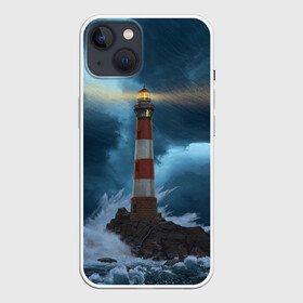 Чехол для iPhone 13 с принтом НОЧНОЙ МАЯК ,  |  | light | night | ocean | sea | буря | волны | маяк | море | ночь | океан | пейзаж | природа | свет | стихия