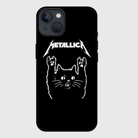 Чехол для iPhone 13 с принтом Meowtallica. ,  |  | Тематика изображения на принте: metallica | кот | котэ | металлика | музыка | рок