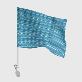 Флаг для автомобиля с принтом Новогодний узор сине-белого цвета , 100% полиэстер | Размер: 30*21 см | 2022 | gift | ёлка | новый год | подарки | подарок | снежинка | узор