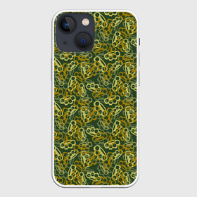 Чехол для iPhone 13 mini с принтом Кастеты (камуфляж) ,  |  | authority | bandit | camouflage | criminal | gangster | mafia | mafiosi | military camouflage | автомат | авторитет | бандит | боец | браток | гангстер | граната | драка | злодей | камуфляж | кастеты | мафиози | мафия | милитари | оружие