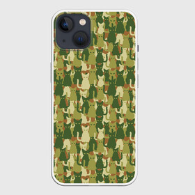 Чехол для iPhone 13 с принтом Кошки (камуфляж) ,  |  | camouflage | cat | kitty pussy | military camouflage | барсик | год кота | животное | зверь | камуфляж | киска | кот | котофей | котяра | кошачий камуфляж | кошечка | кошка | маскировка | масхалат | милитари | мурзик | мурлыка