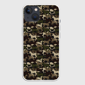 Чехол для iPhone 13 с принтом Лошади (камуфляж) ,  |  | Тематика изображения на принте: animals | camouflage | horse | military camouflage | safari | wild horse | zoo | военный камуфляж | дикая лошадь | дикая природа | жеребец | животные | звери | зоопарк | камуфляж | кляча | кобыла | конь | лошадь | маскировка | милитари