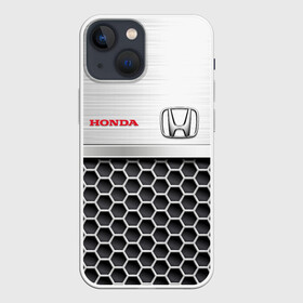 Чехол для iPhone 13 mini с принтом HONDA | Стальная решетка ,  |  | honda | honda accord | honda civic | honda cr v | honda moto | honda motor | honda motors | ж | железная решетка | красный логотип | логотип красный | сталь | стальная решетка | стальные соты | хонда | хонда аккорд